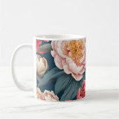 ピンクと白の牡丹オリエンタル コーヒーマグカップ (左)