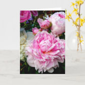 ピンクと白の牡丹 カード (黄色い花)