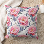 ピンクと白の牡丹 クッション (ブランケット)