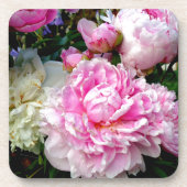 ピンクと白の牡丹 コースター (正面)