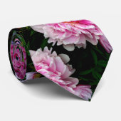 ピンクと白の牡丹 ネクタイ (ロール)