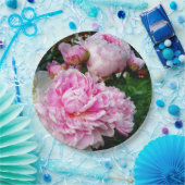 ピンクと白の牡丹 ペーパープレート (パーティー)