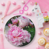 ピンクと白の牡丹 ペーパープレート (パーティー)