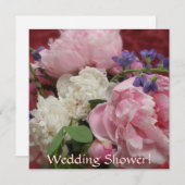 ピンクと白の牡丹 招待状 (正面/裏面)