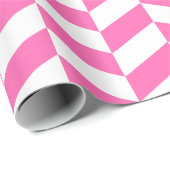 ピンクと白の特大ヘリンボーン ラッピングペーパー (ロールコーナー)