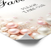 ピンクと白の真珠のブライダルシャワーの好意 ポスター (角)