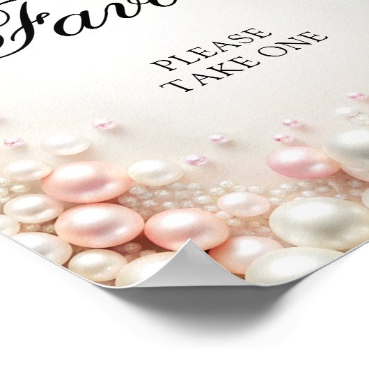 ピンクと白の真珠のブライダルシャワーの好意 ポスター (角)