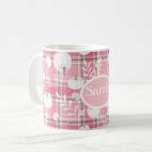 ピンクと白の秋パターンとカボチャと名前 コーヒーマグカップ (正面左)