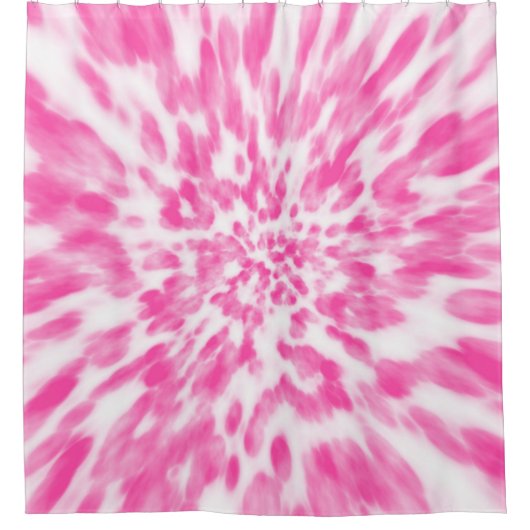 ピンクと白の絞り染め シャワーカーテン (正面)