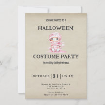 ピンクと白の縞模様のミイラのヴィンテージ・ハロウィン