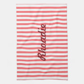 ピンクと白の縦 キッチンタオル (縦)