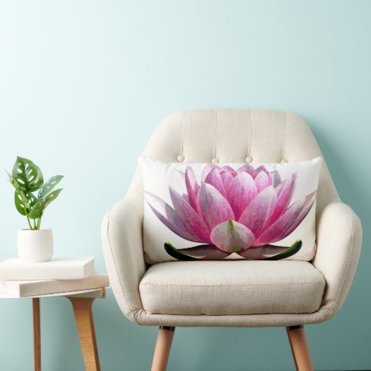 ピンクと白の美しい蓮の花 ランバークッション (椅子)