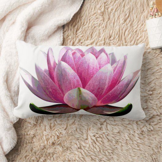 ピンクと白の美しい蓮の花 ランバークッション (ブランケット)