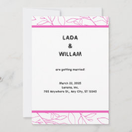 ピンクと白の美学結婚式招待状 招待状