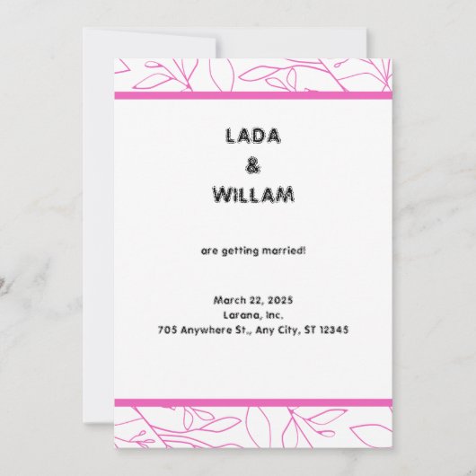 ピンクと白の美学結婚式招待状 招待状 (正面)