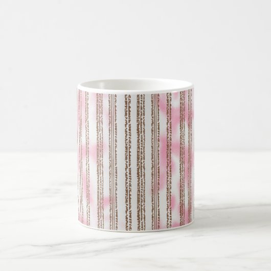 ピンクと白の背ストライプの景 コーヒーマグカップ (中央)