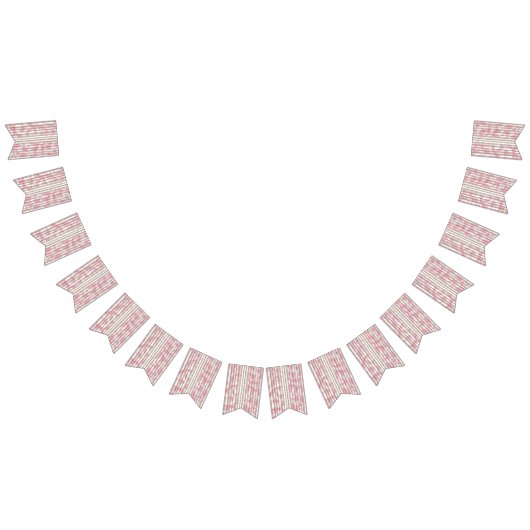 ピンクと白の背ストライプの景 バンティングフラッグ (全)