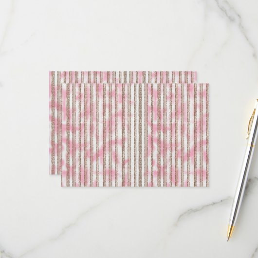 ピンクと白の背ストライプの景 出欠カード (正面/裏面インサイチュ)