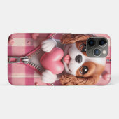 ピンクと白の背景のかわいい3D子犬(16) Case-Mate iPhoneケース (裏面(横))