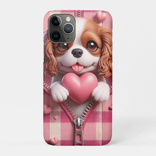 ピンクと白の背景のかわいい3D子犬(16) Case-Mate iPhoneケース (裏)