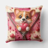 ピンクと白の背景のかわいい3D子犬(24) クッション (裏面)