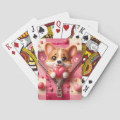 ピンクと白の背景のかわいい3D子犬(24) トランプ (裏面)