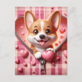 ピンクと白の背景のかわいい3D子犬(31) ポストカード (正面)