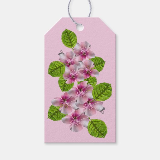 ピンクと白の花のギフトタグ ギフトタグ (正面)