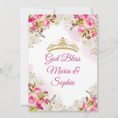 ピンクと白の花のツイン キンセアニエラ  招待状 (裏面)