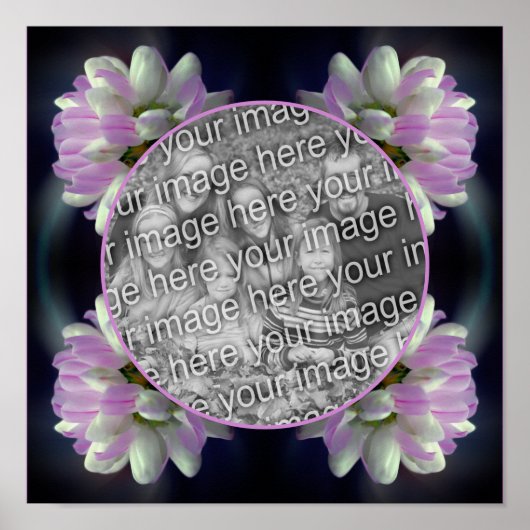 ピンクと白の花のフレームをカスタマイズ - あなただけの写真 ポスター (正面)