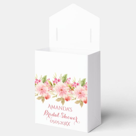 ピンクと白の花のブライダルシャワーお礼 フェイバーボックス (オープン)