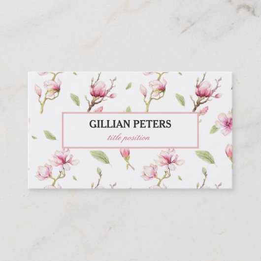 ピンクと白の花の名刺 名刺 (正面)