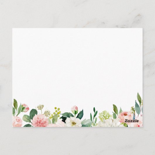 ピンクと白の花の日付の夜アイディアカード ポストカード (裏面)
