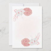 ピンクと白の花の植物学的な花輪の結婚式 招待状 (裏面)