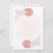ピンクと白の花の植物性結婚リース 招待状 (裏面)