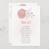 ピンクと白の花の植物用座席表カード (正面/裏面)