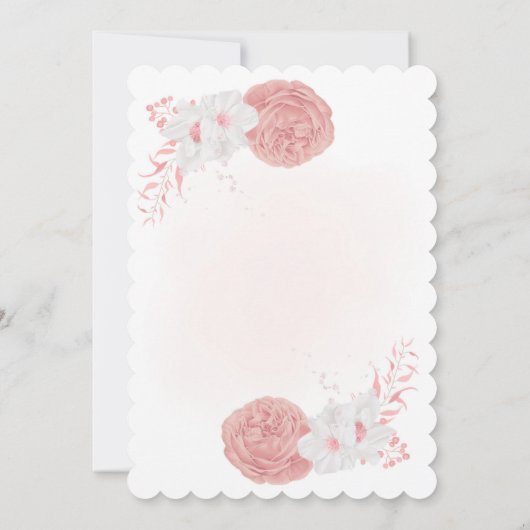 ピンクと白の花の植物用座席表カード (裏面)