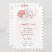 ピンクと白の花の植物用座席表カード (正面/裏面)