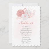 ピンクと白の花の植物用座席表カード (正面)