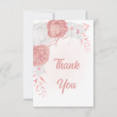 ピンクと白の花の植物結婚の サンキューカード (正面)