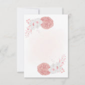 ピンクと白の花の植物結婚の サンキューカード (裏面)