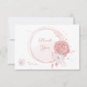 ピンクと白の花の植物結婚の サンキューカード (正面)