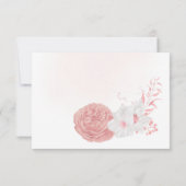 ピンクと白の花の植物結婚の サンキューカード (裏面)