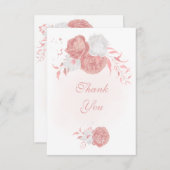 ピンクと白の花の植物結婚の サンキューカード (正面/裏面)