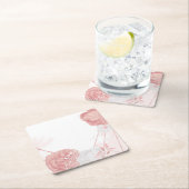 ピンクと白の花の植物結婚の スクエアペーパーコースター (インサイチュ)