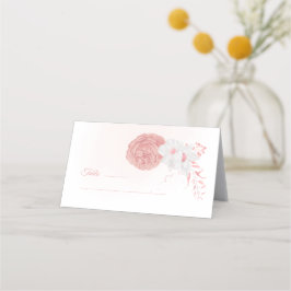 ピンクと白の花の植物結婚の プレイスカード