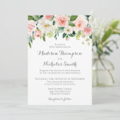 ピンクと白の花の結婚式招待状カード 招待状
