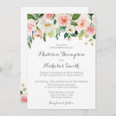 ピンクと白の花の結婚式招待状カード 招待状