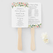 ピンクと白の花の結婚式 プログラムファン ハンドファン (正面&裏面)