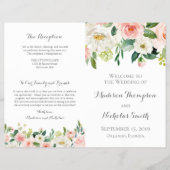 ピンクと白の花の結婚式 プログラムブックレット チラシ (正面)